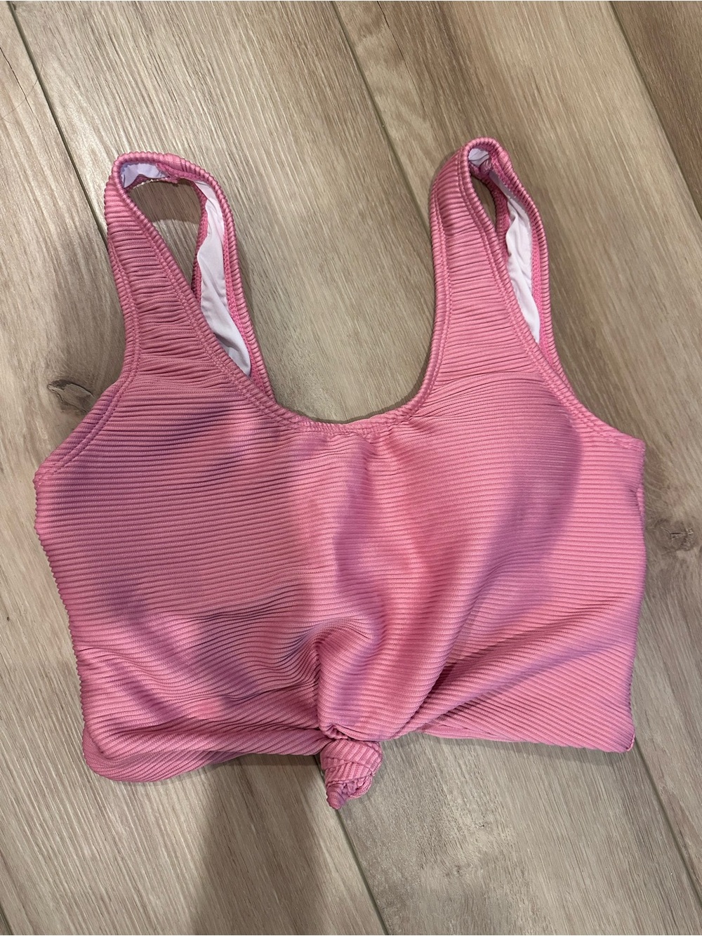 Women's Pink Ribbed swim top
